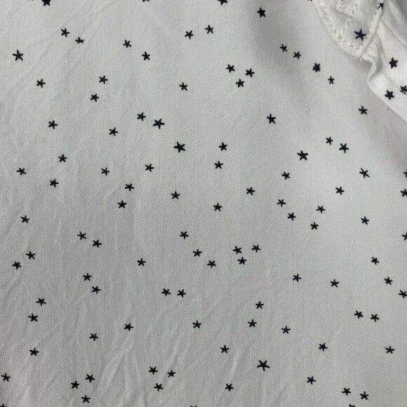 Beach Lunch Lounge Button Up Shirt Women Size M White W/ Tiny Black Stars - Picture 4 of 9